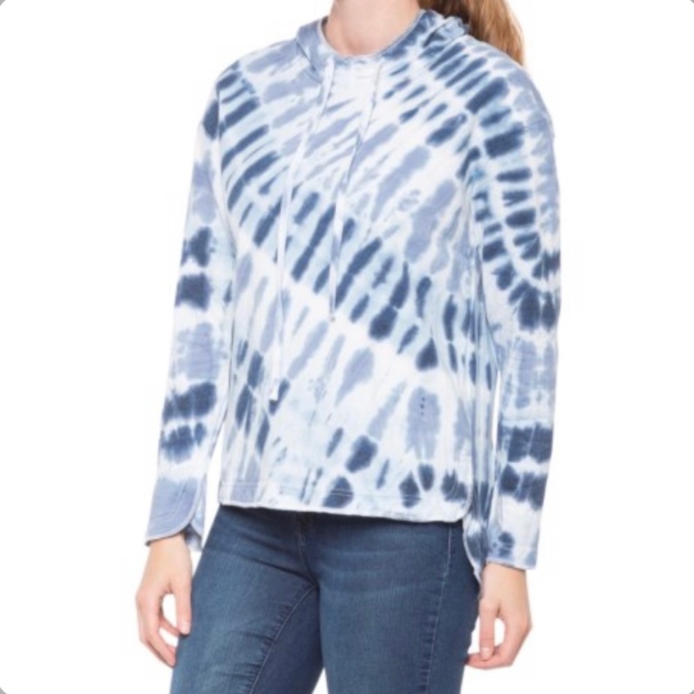 Anthro Jane and Delancey Tie Dye Blue White Women’s Hoodie Size Small NWT